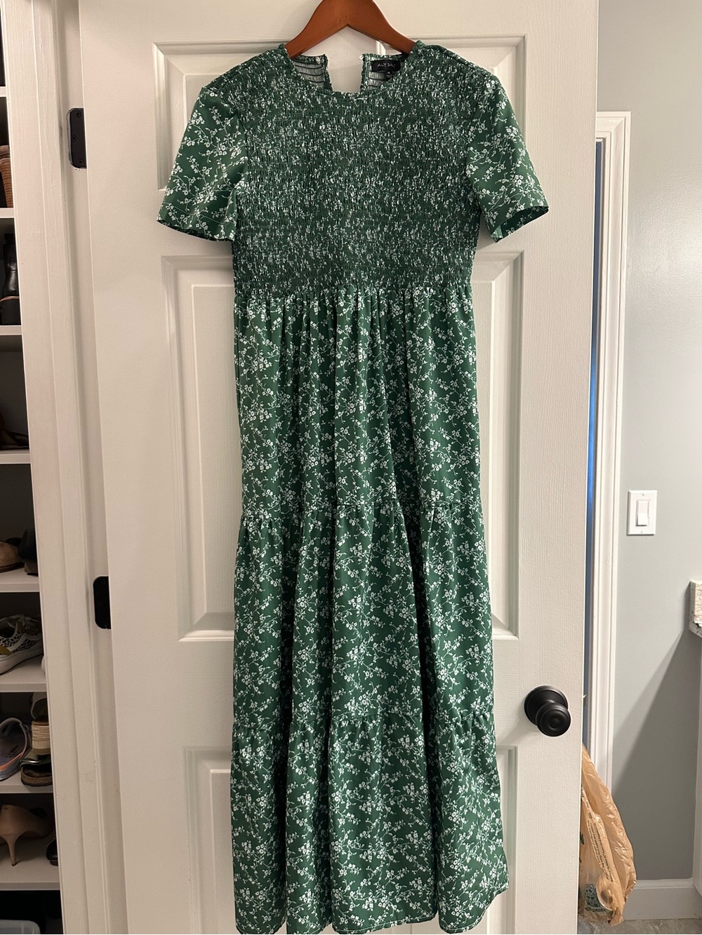 Green Floral Smocked Maxi Dress